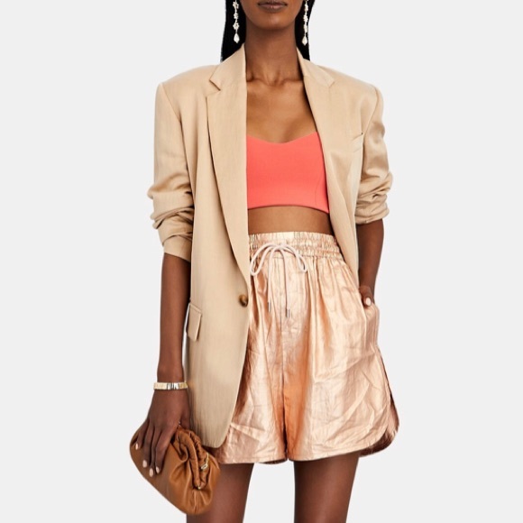 A.L.C. ALC Ryder Gold Metallic Linen Shorts Large - Picture 2 of 7